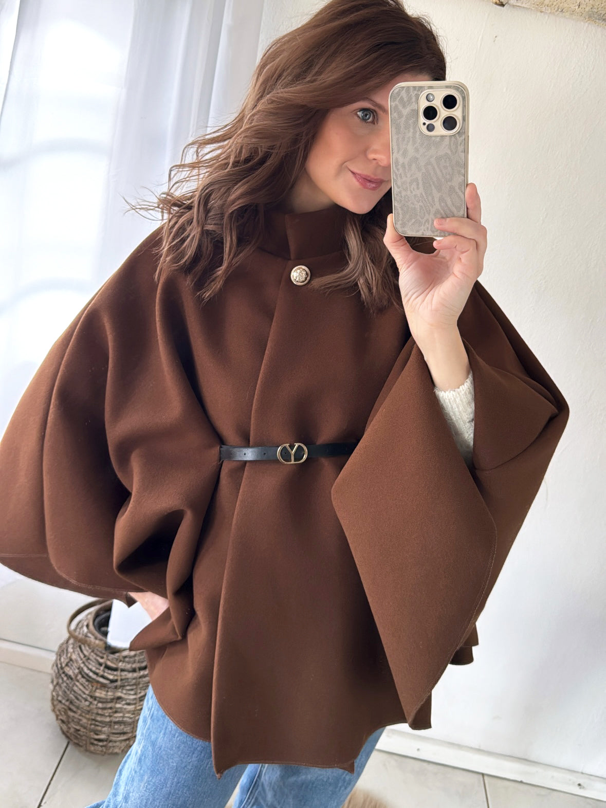 Poncho mit Gürtel