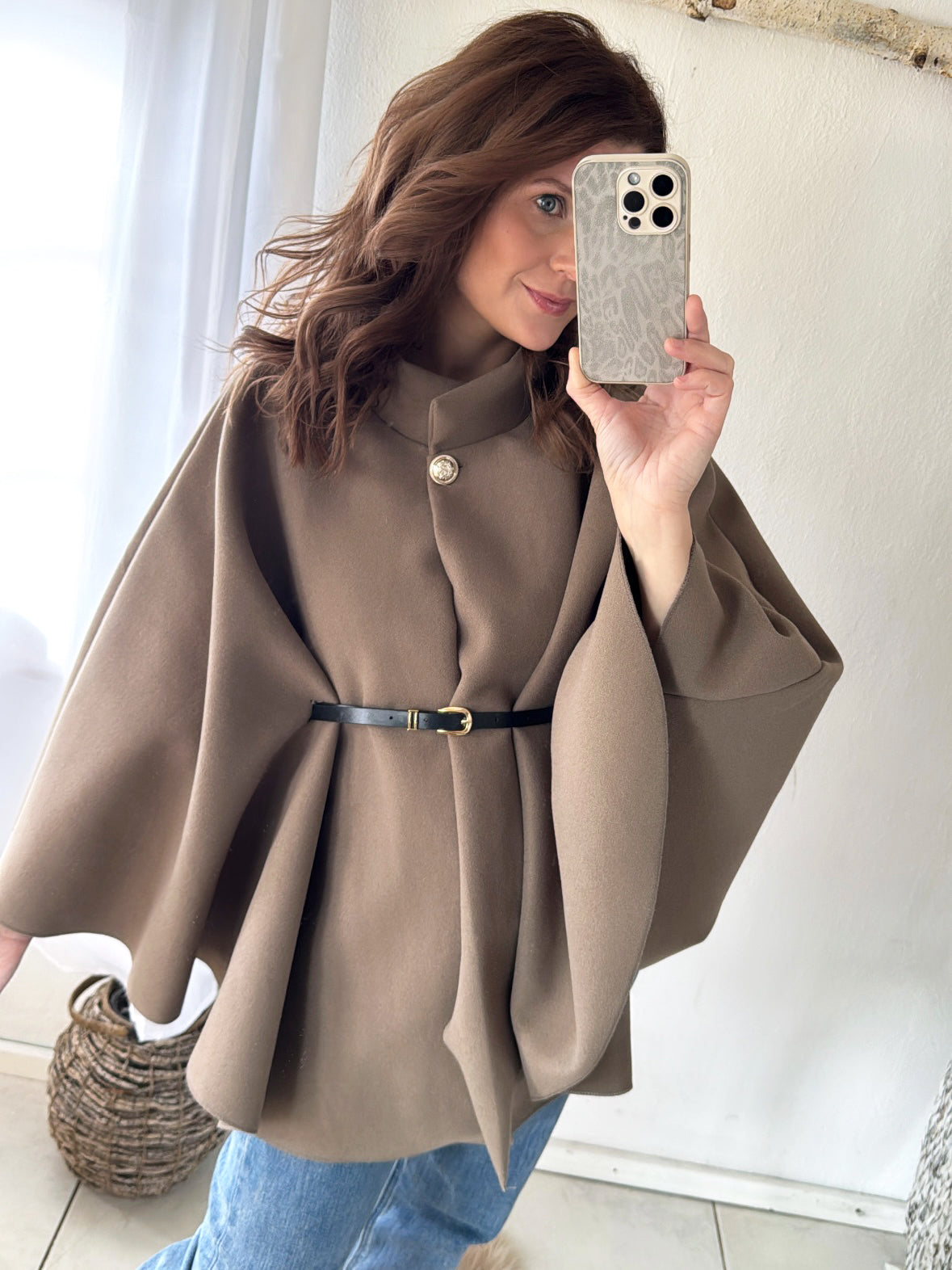 Poncho mit Gürtel