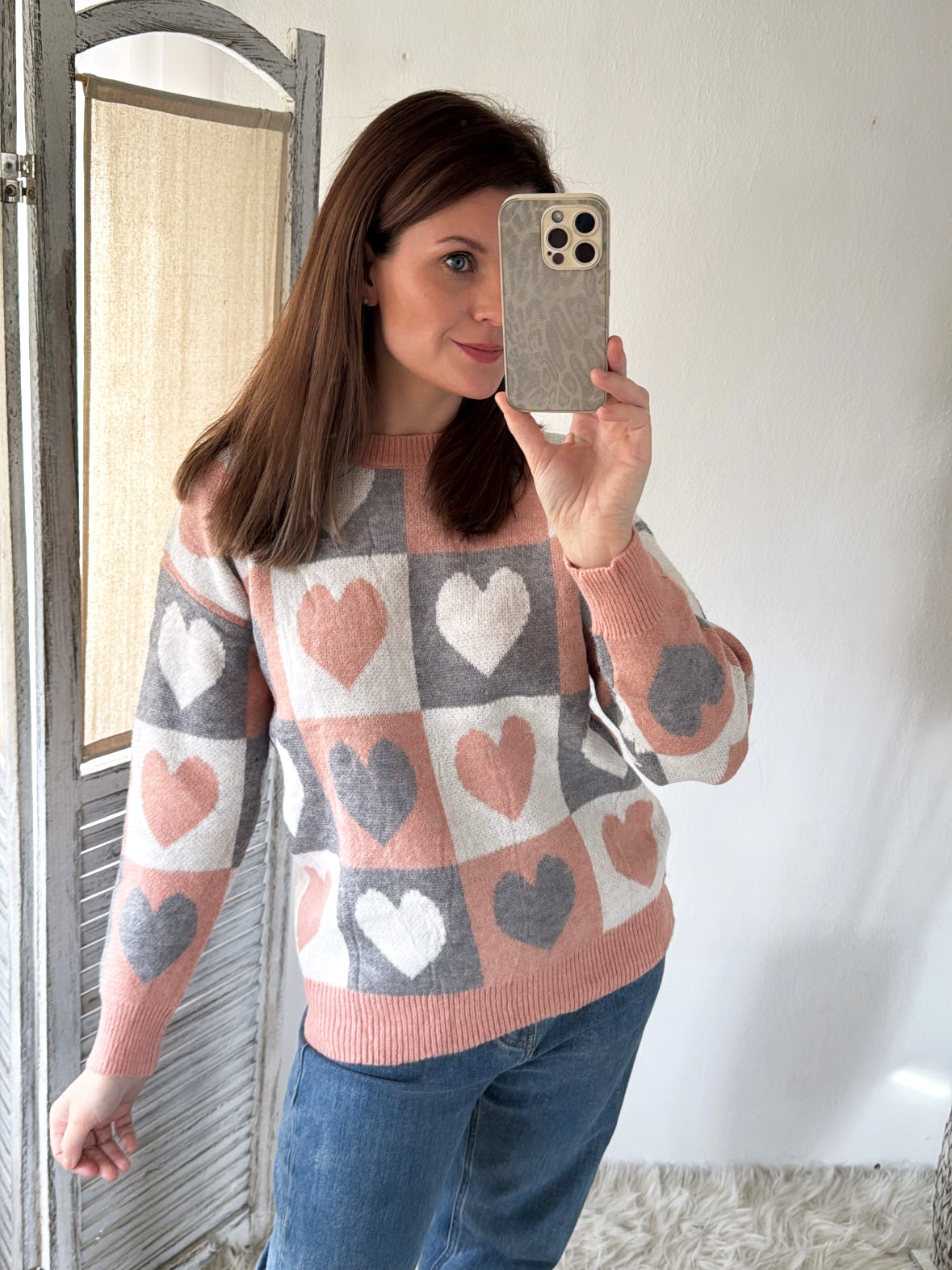 Strickpullover Block Hearts