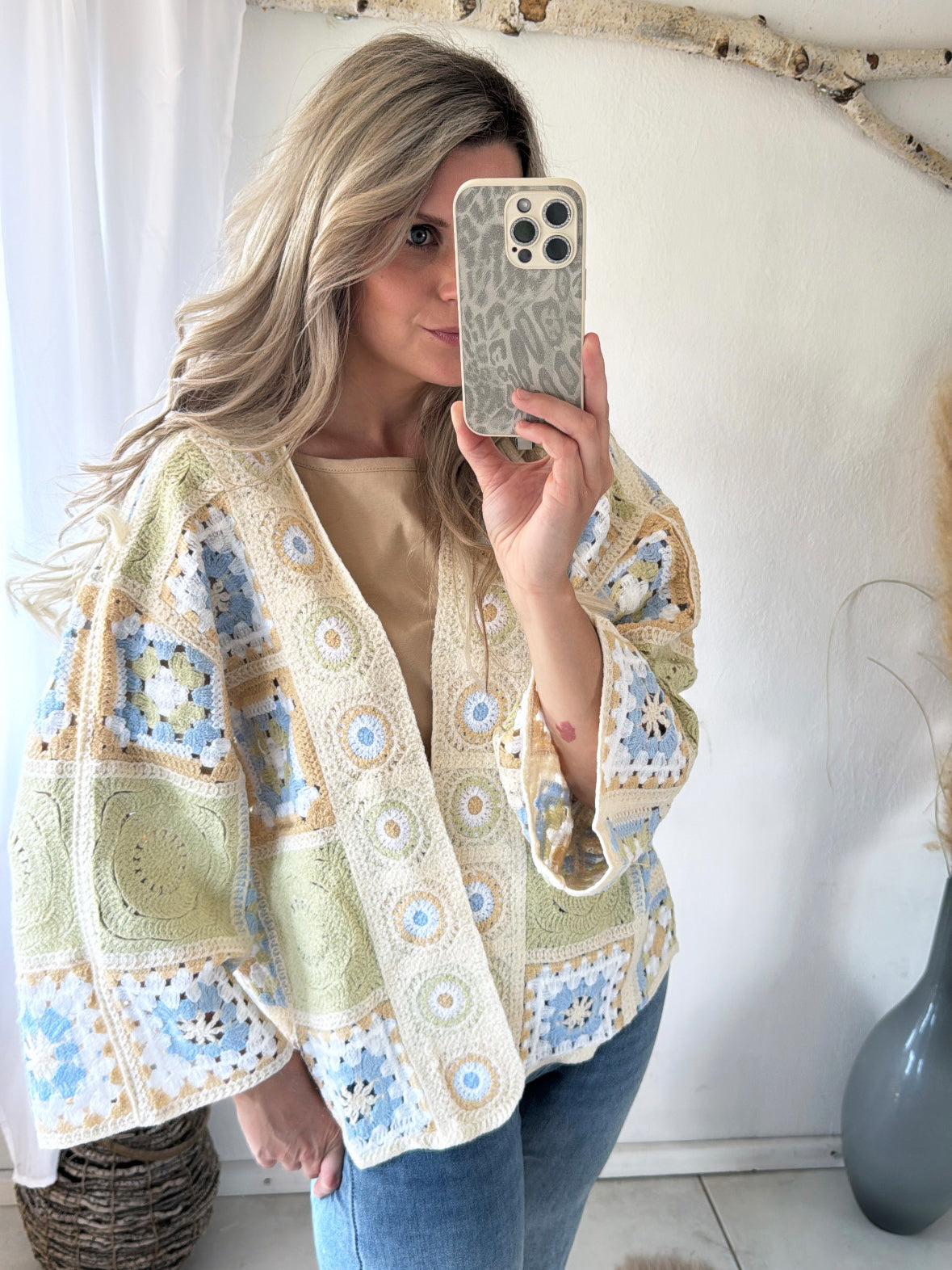 Boho Cardigan Pastell Patchwork