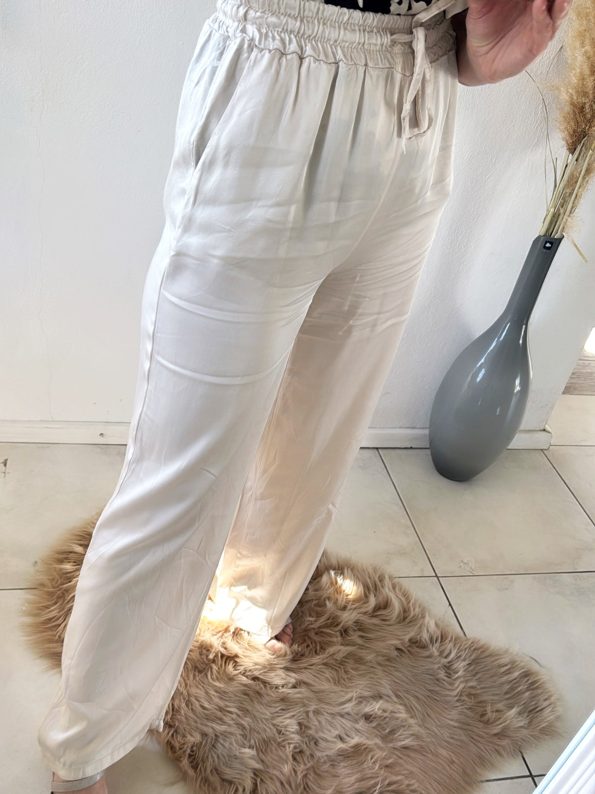 Satin Hose weites Bein Gr.36-40