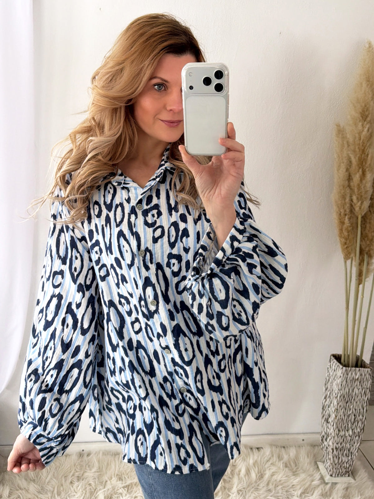 Musselin Bluse Leo meets Stripes