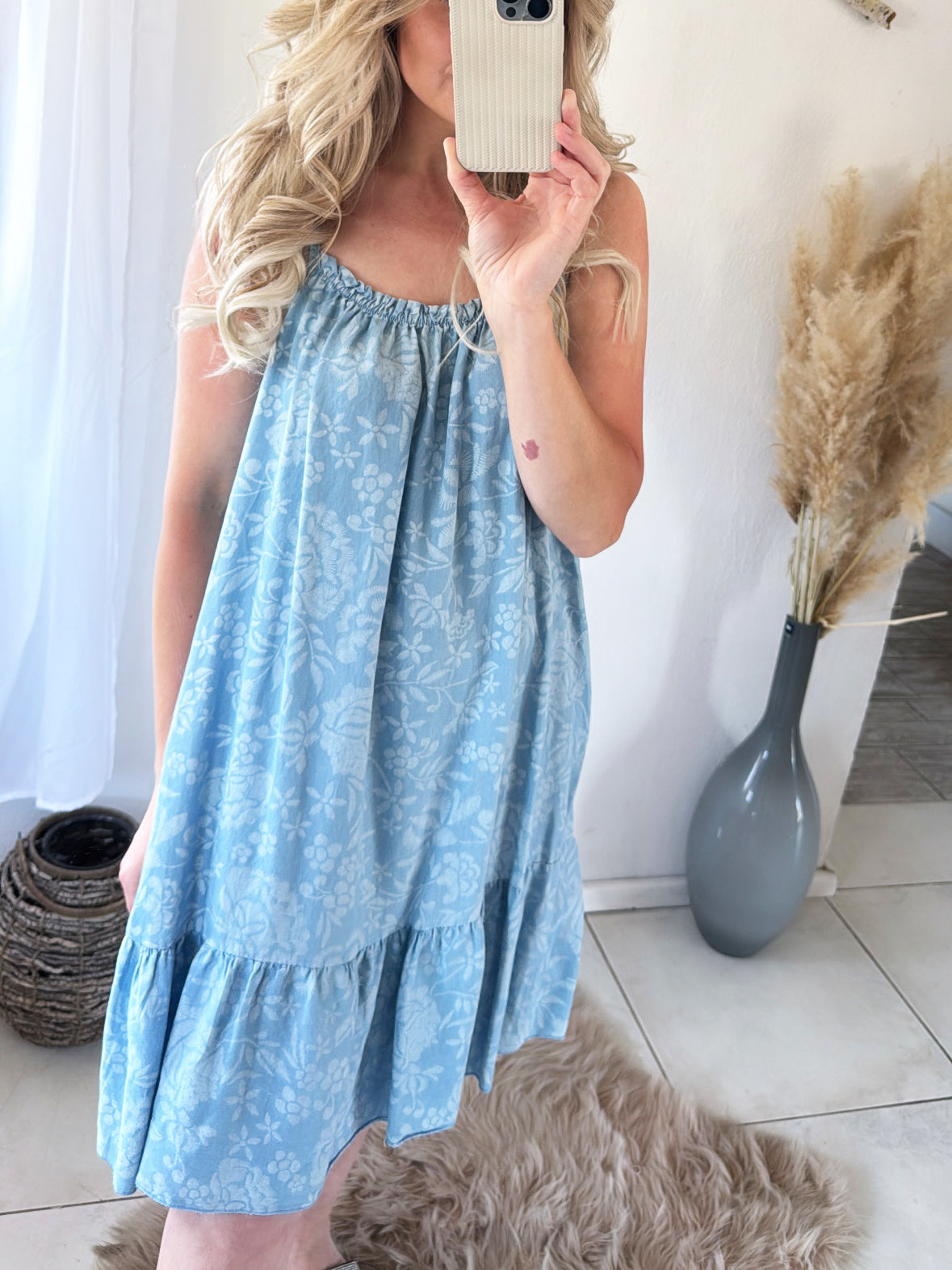 Kleid Denim Flowers