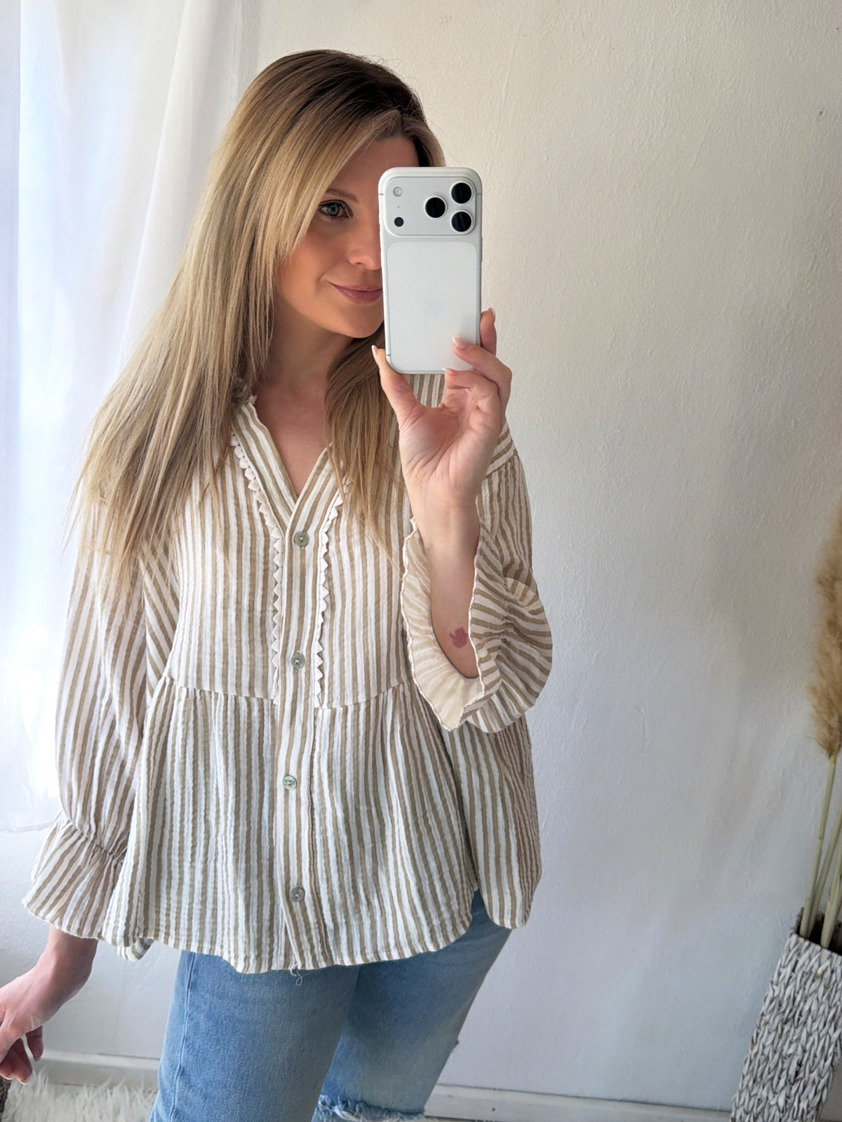 Musselin Bluse Stripe Story