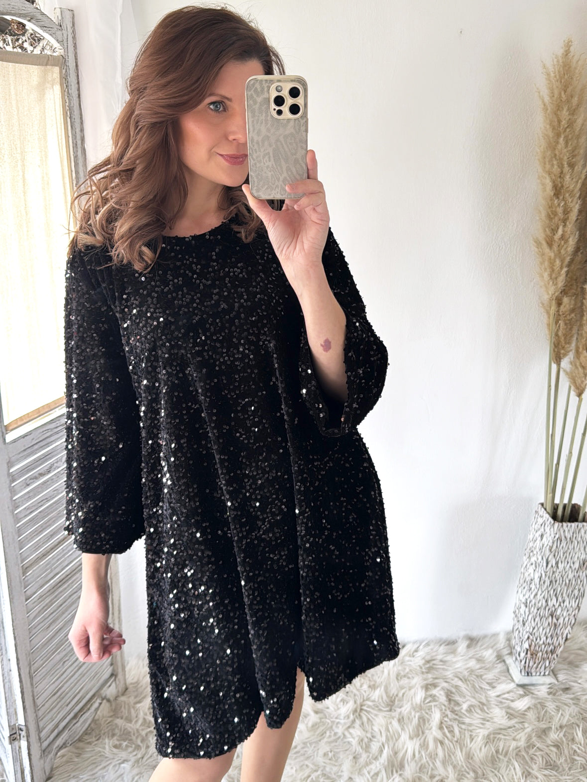 Pailletten Kleid mit Schleife