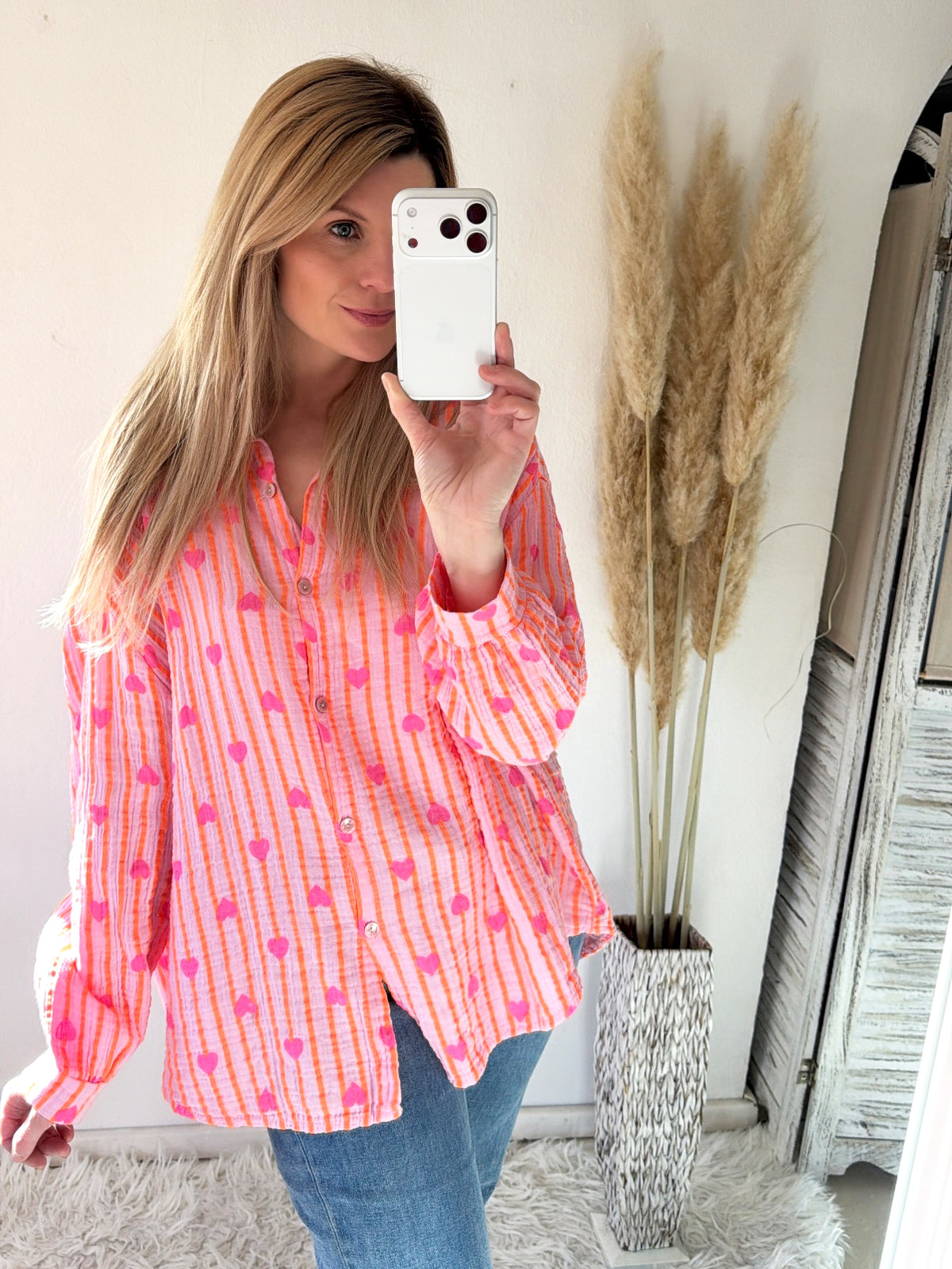 Musselin Bluse Oversize Heartline