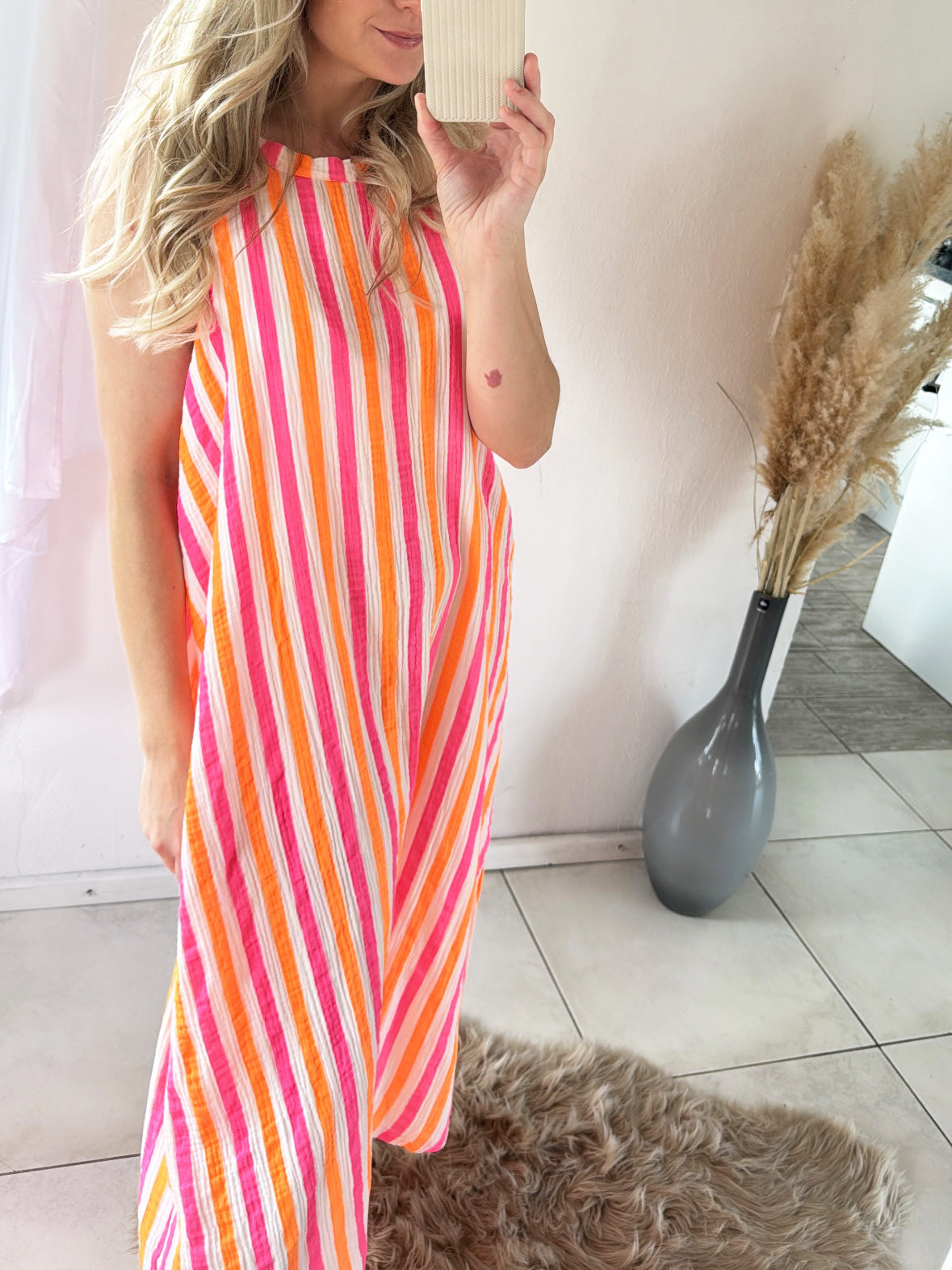 Musselin Neckholder Kleid Stripes Gr.36-44
