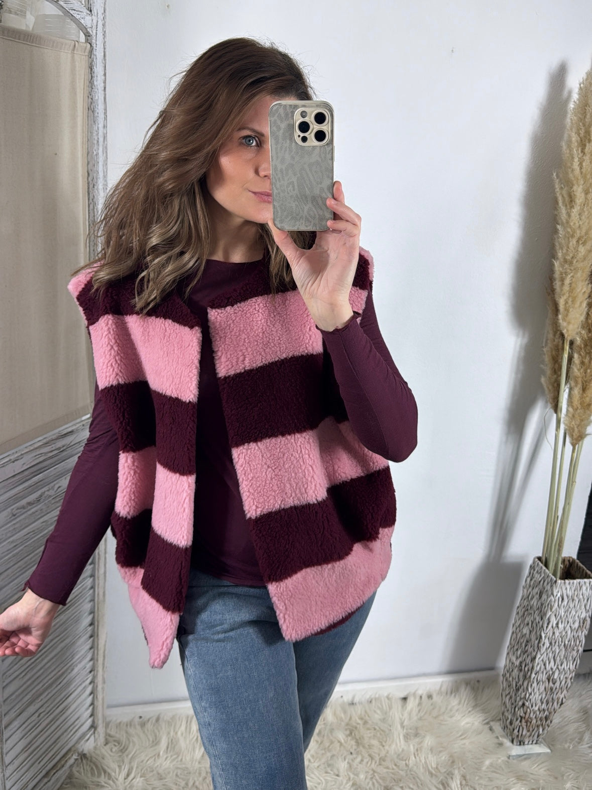 Teddyweste Block Stripes