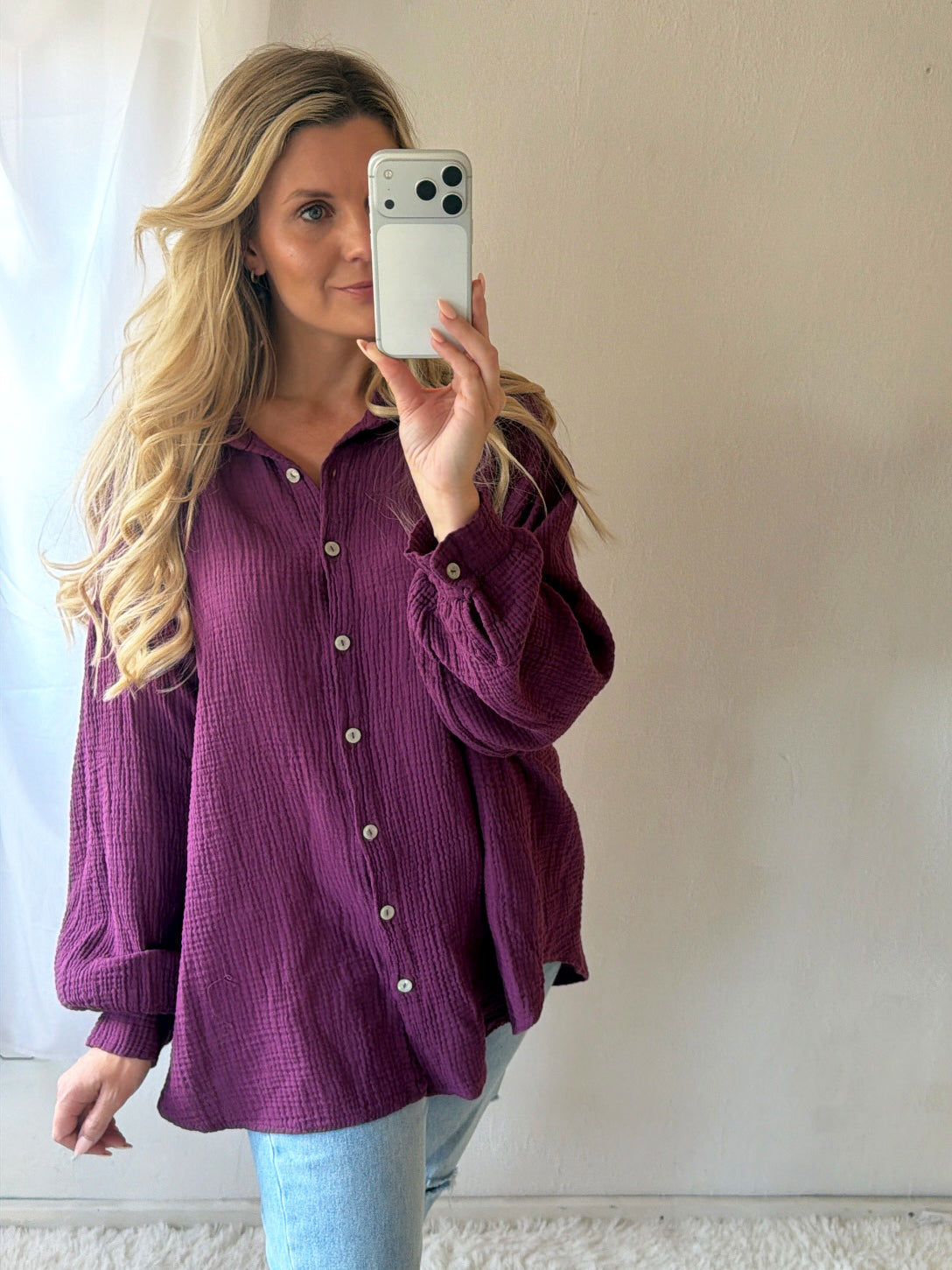 Musselin Bluse Basic Oversize
