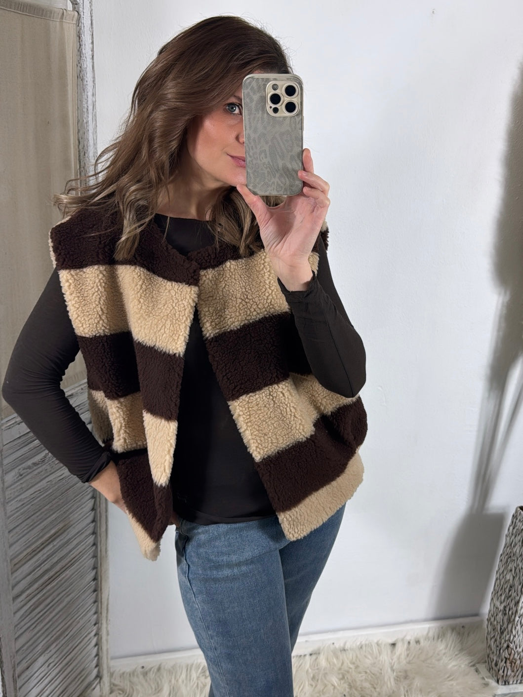 Teddyweste Block Stripes