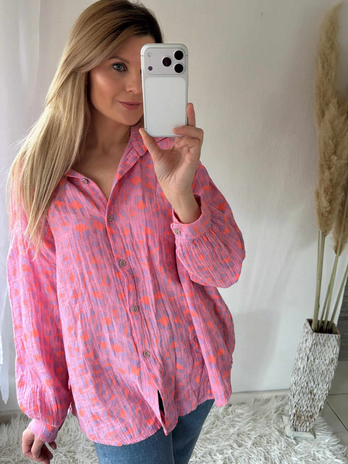 Musselin Bluse Leo Oversize