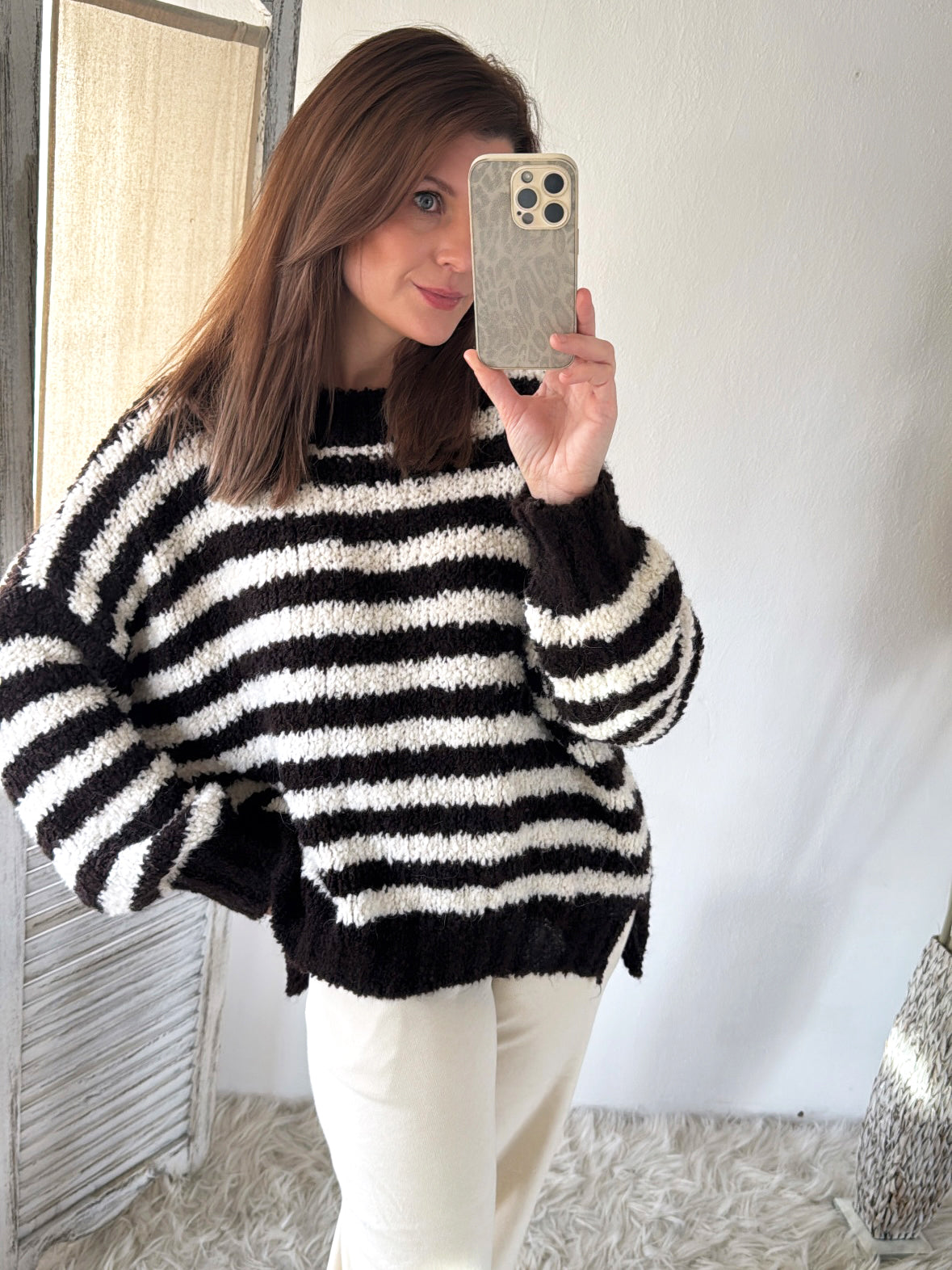 Bouclé Pullover Soft Stripes Oversize