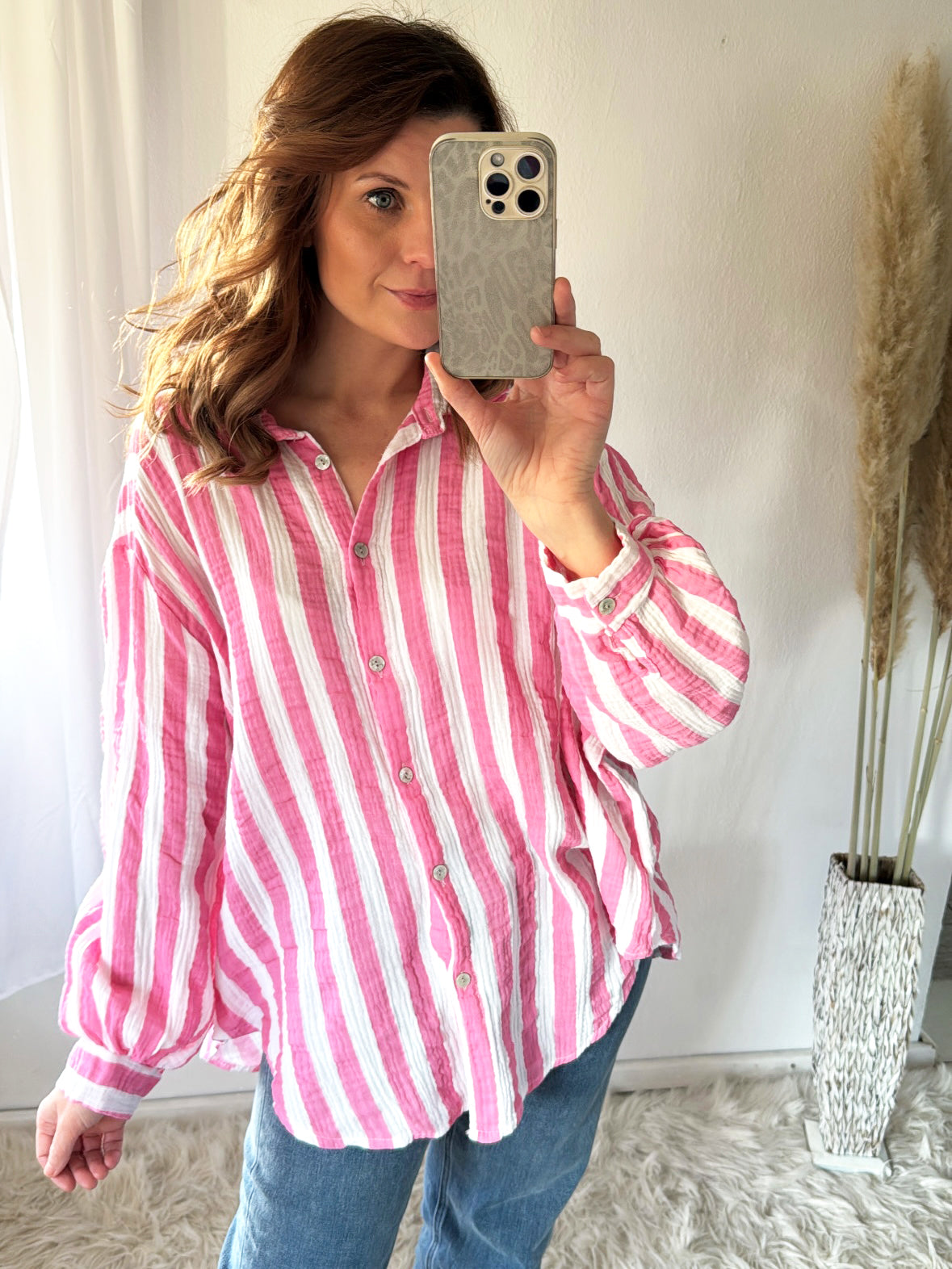 Musselin Bluse Block Stripes