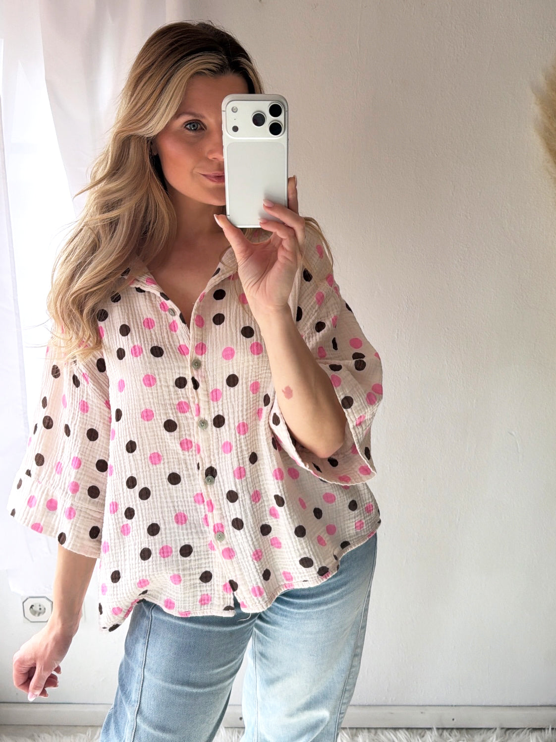 Musselin Bluse Lovely Polka Dots