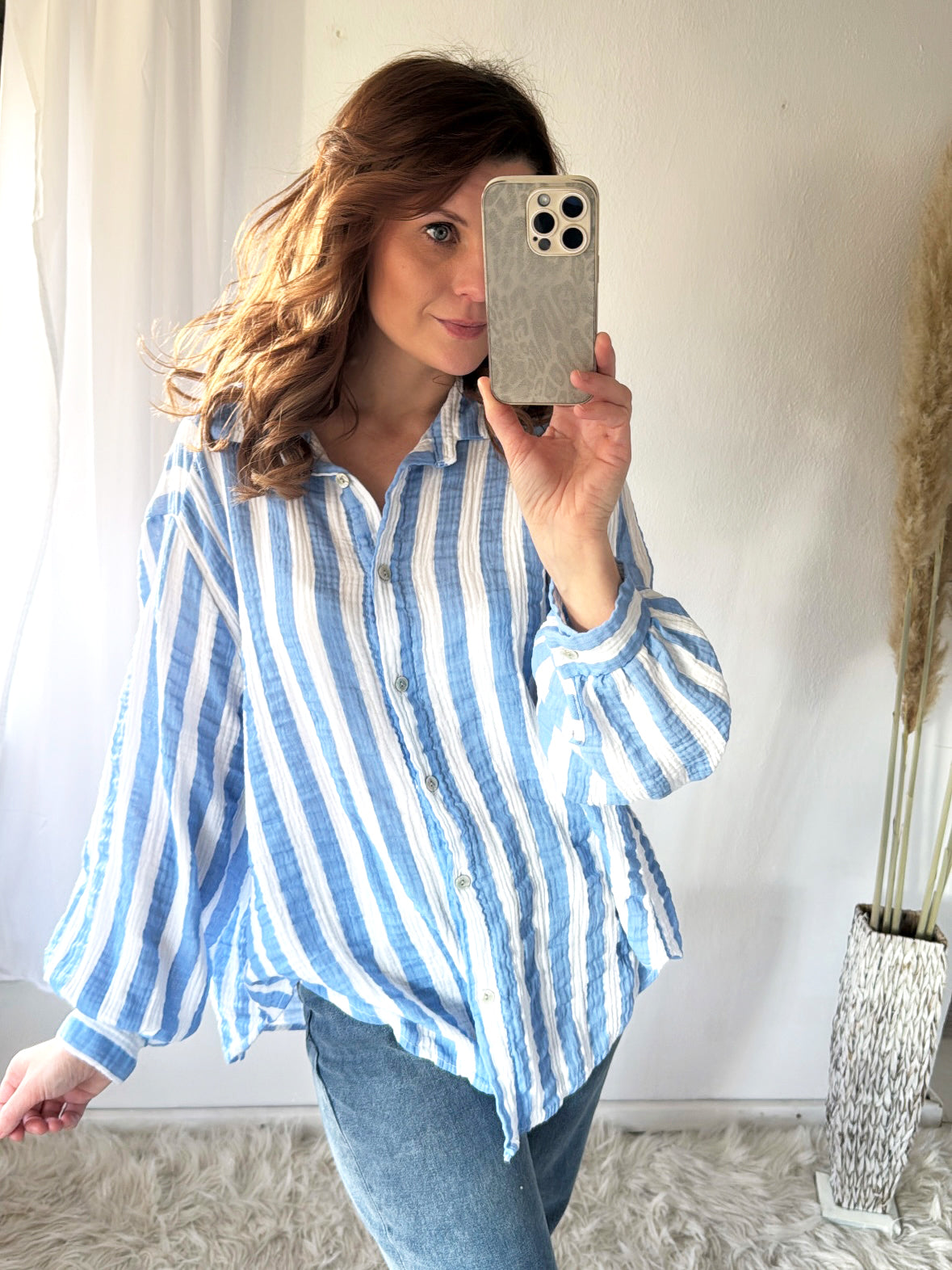 Musselin Bluse Block Stripes