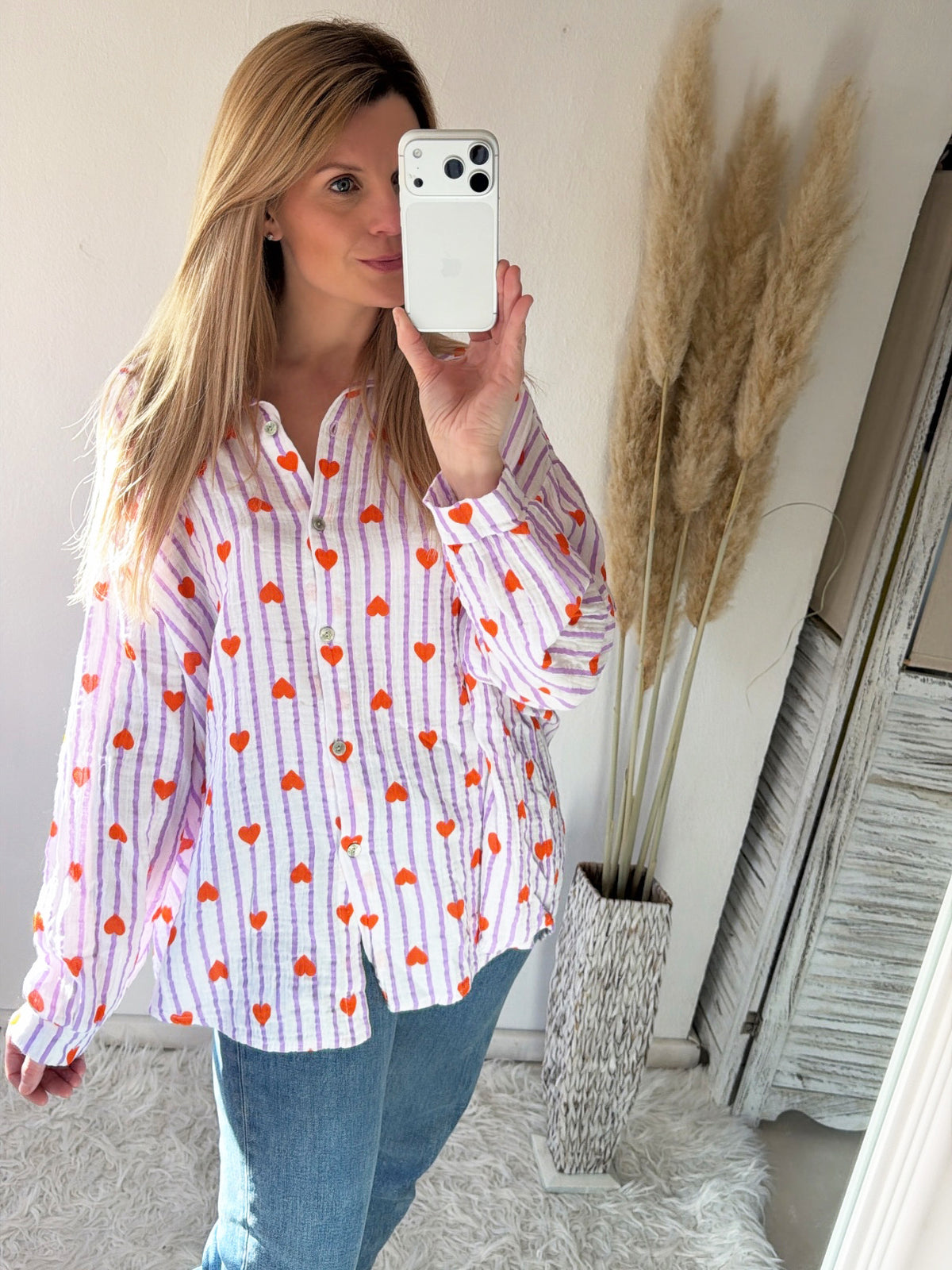 Musselin Bluse Oversize Heartline