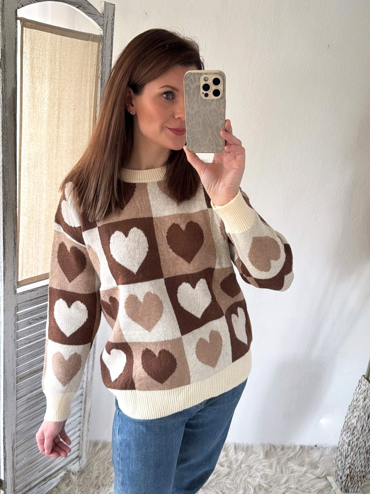 Strickpullover Block Hearts