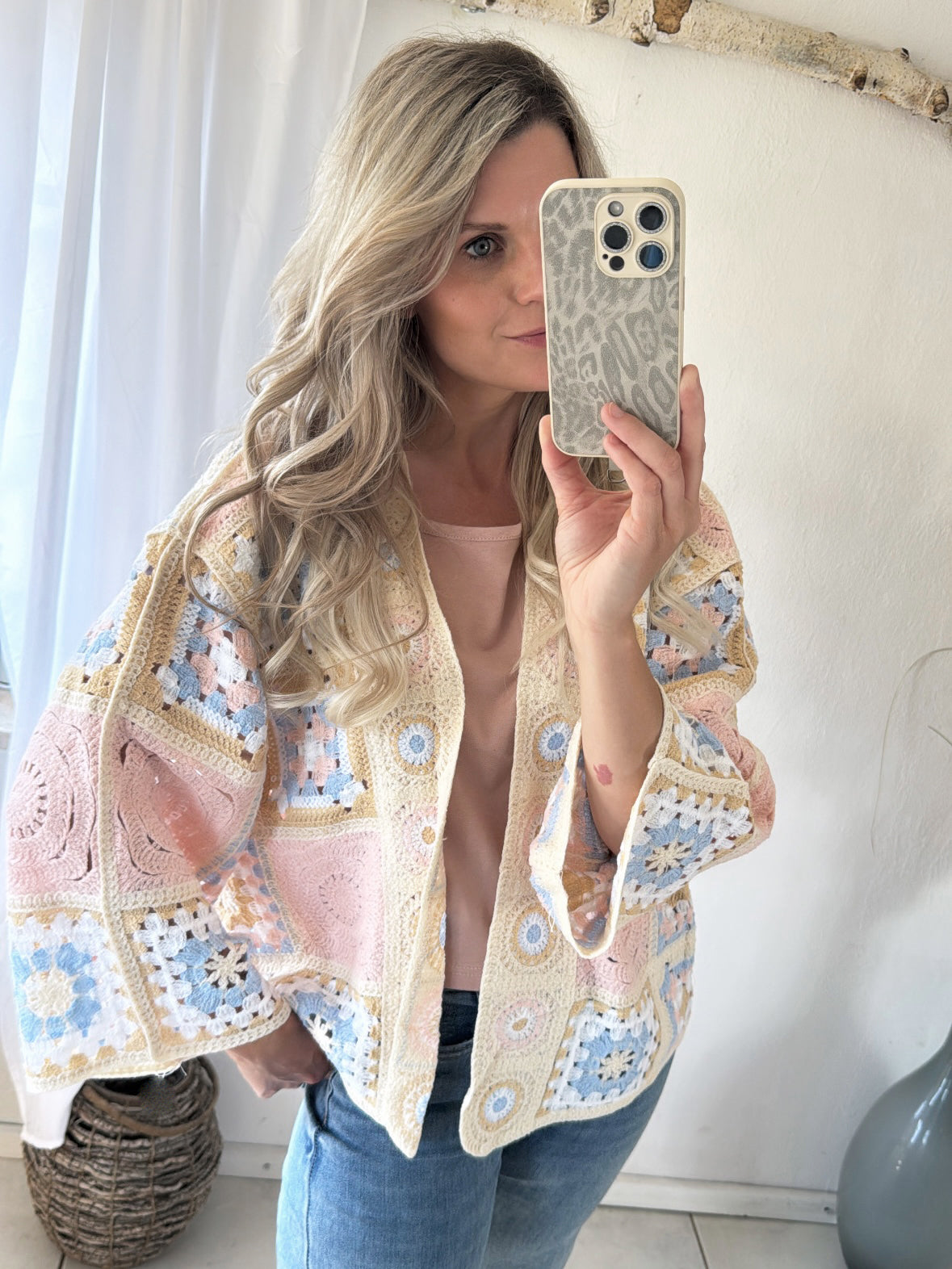 Boho Cardigan Pastell Patchwork