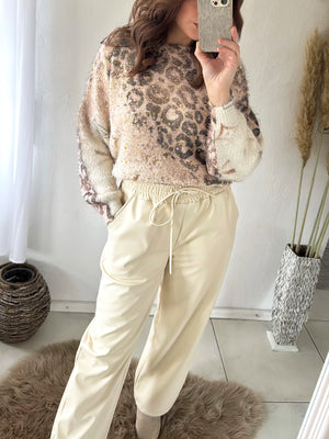 Hose Lederoptik weites Bein