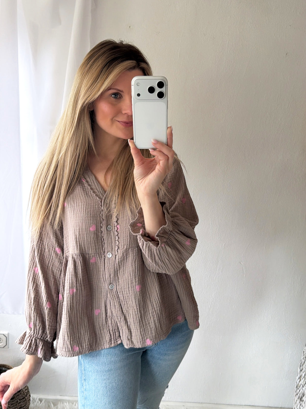 Musselin Bluse Love Story