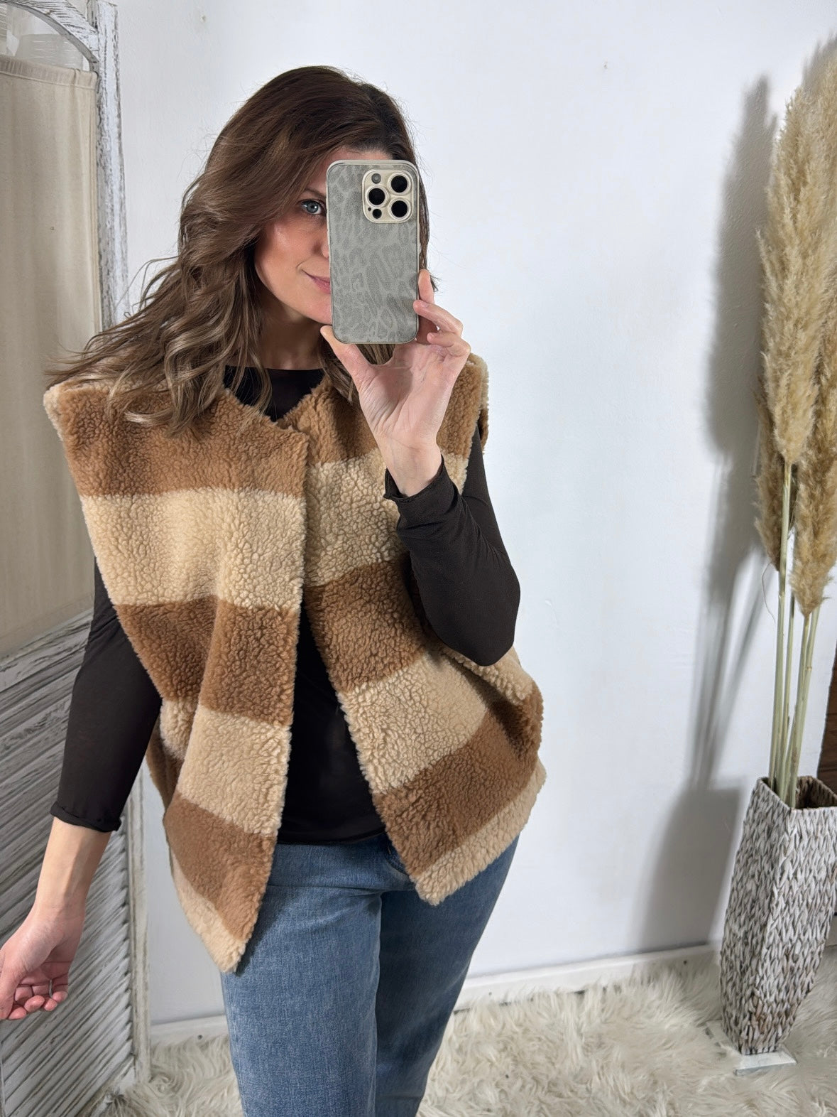 Teddyweste Block Stripes