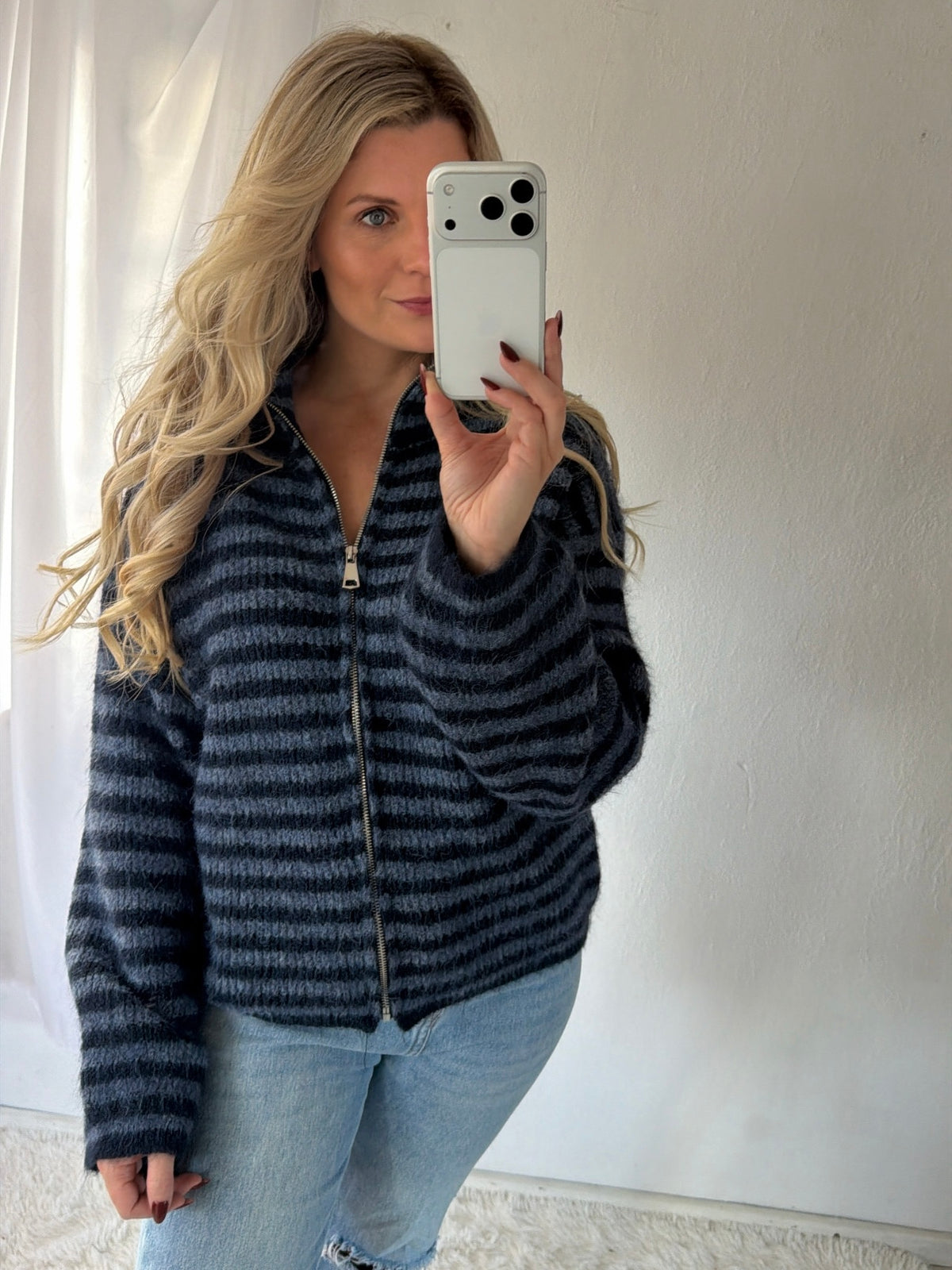 Zip Cardigan Happy Stripes